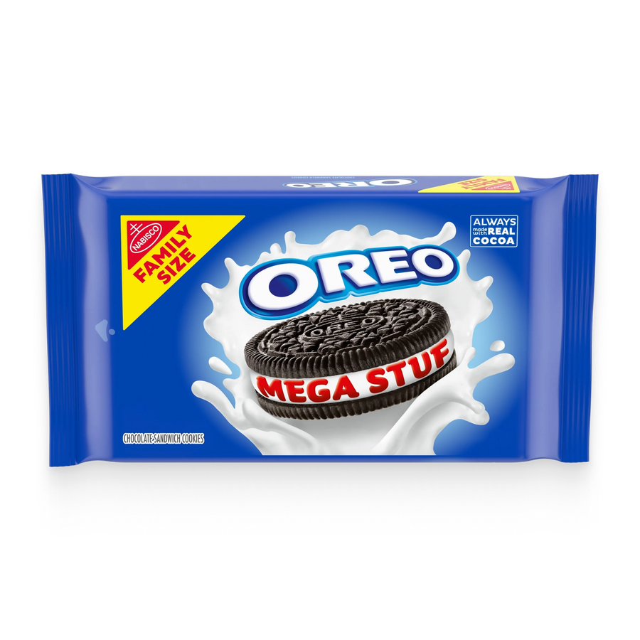 Mega Stuf Chocolate Sandwich Cookies, Family Size W9