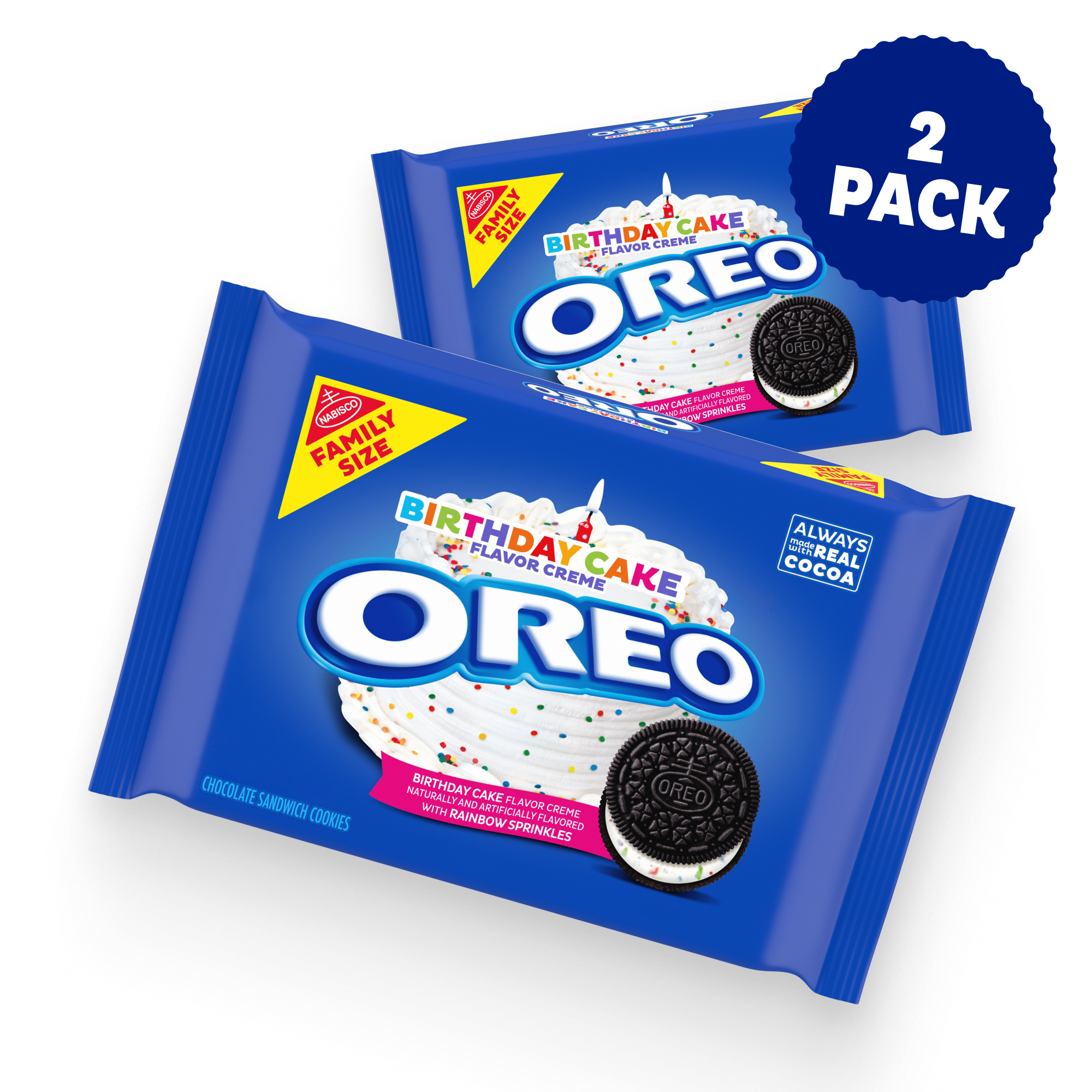 Birthday Cake Creme Chocolate Sandwich Cookies, Family Size, 2 Pack V1
