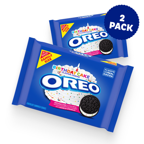 Birthday Cake Creme Chocolate Sandwich Cookies, Family Size, 2 Pack V1