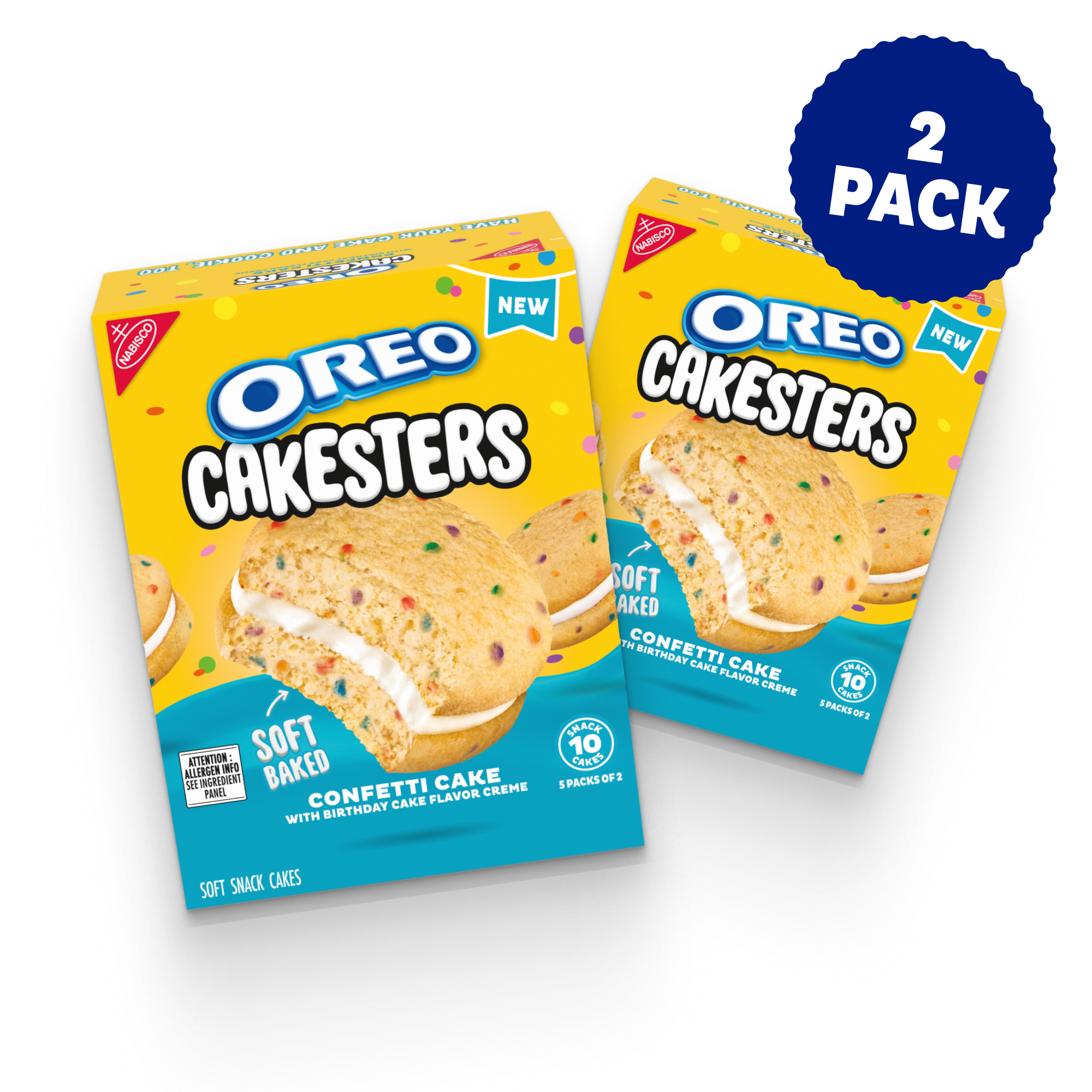 Cakesters Confetti Cake Soft Snack Cakes, Snack Packs, 2 Pack T6