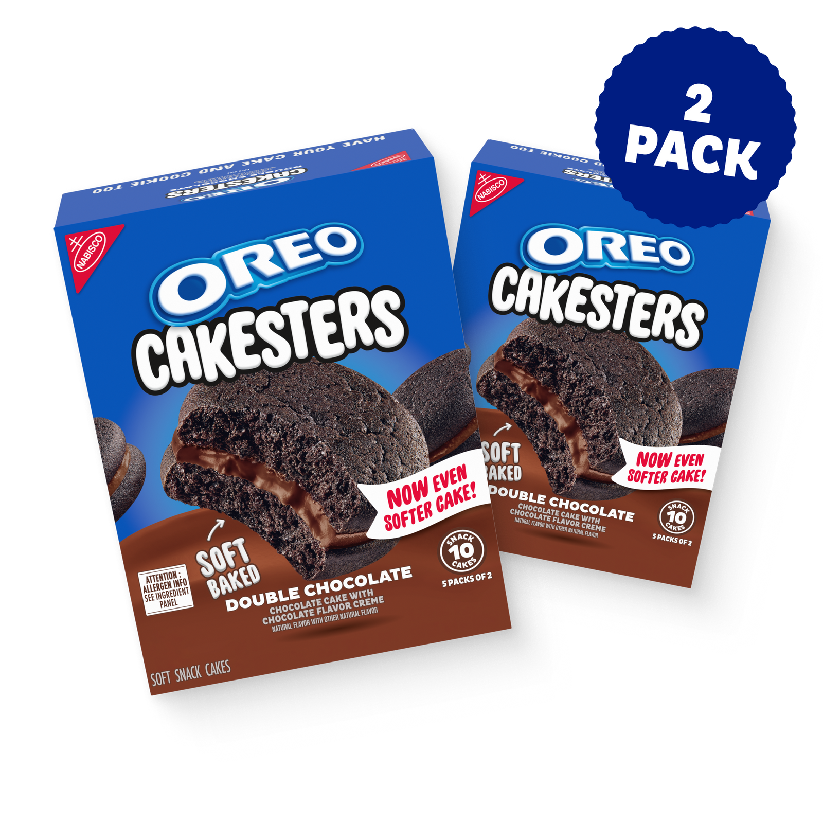Cakesters Double Chocolate Soft Snack Cakes, Snack Packs, 2 Pack W2