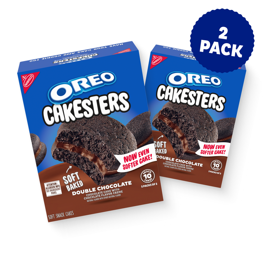 Cakesters Double Chocolate Soft Snack Cakes, Snack Packs, 2 Pack W2