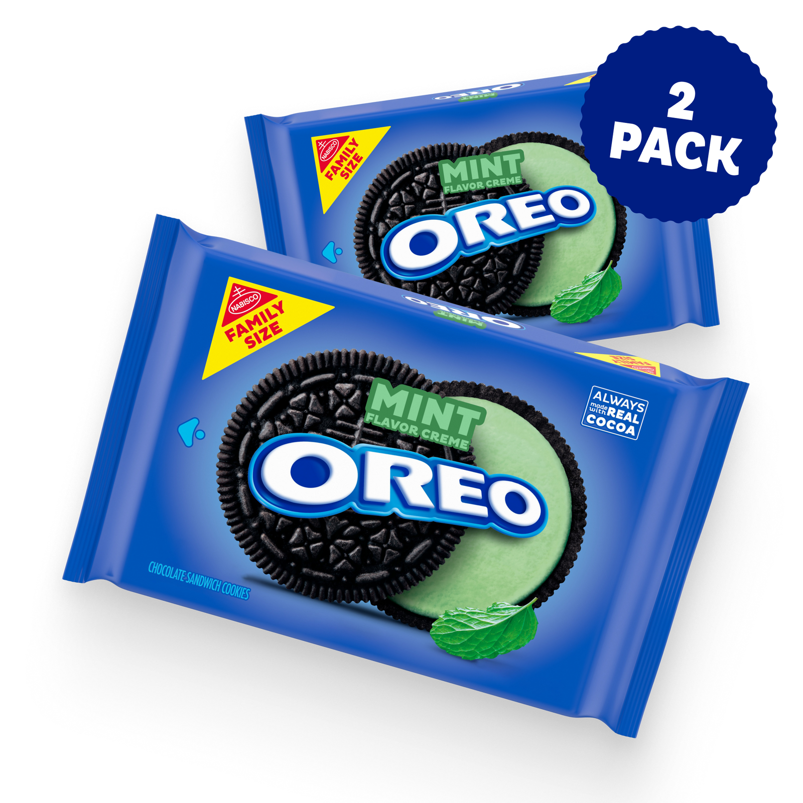 Mint Creme Chocolate Sandwich Cookies, Family Size, 2 Pack V8