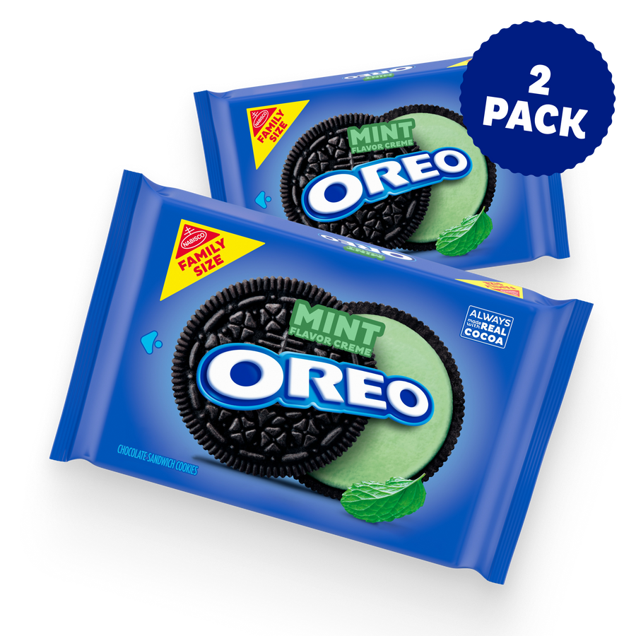 Mint Creme Chocolate Sandwich Cookies, Family Size, 2 Pack V8