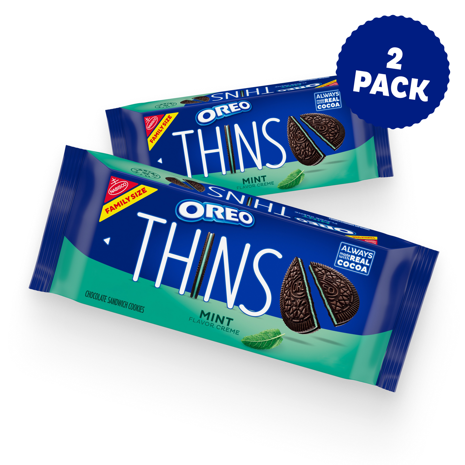 Thins Mint Creme Chocolate Sandwich Cookies, Family Size, 2 Pack X1