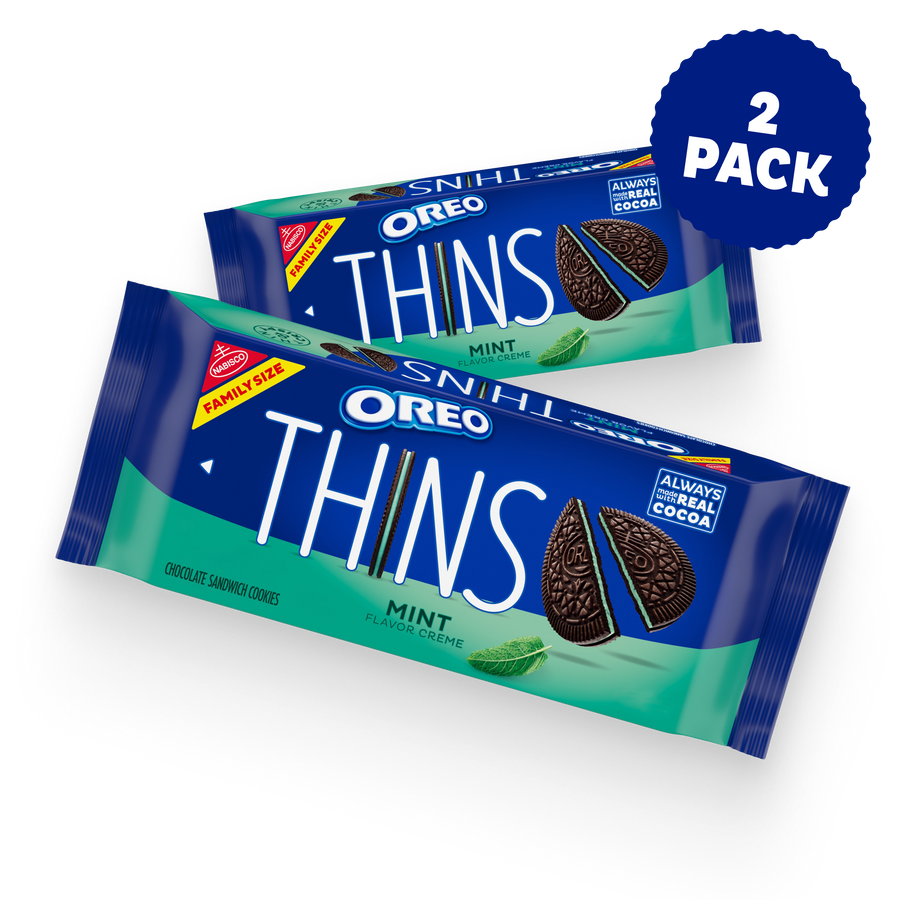 Thins Mint Creme Chocolate Sandwich Cookies, Family Size, 2 Pack X1