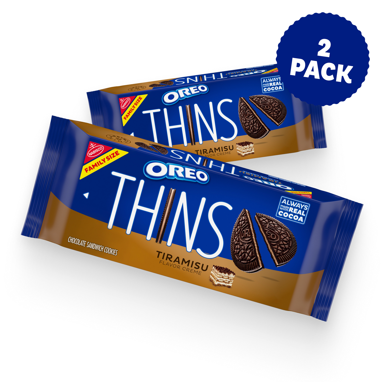 Thins Tiramisu Creme Chocolate Sandwich Cookies, Family Size, 2 Pack V8