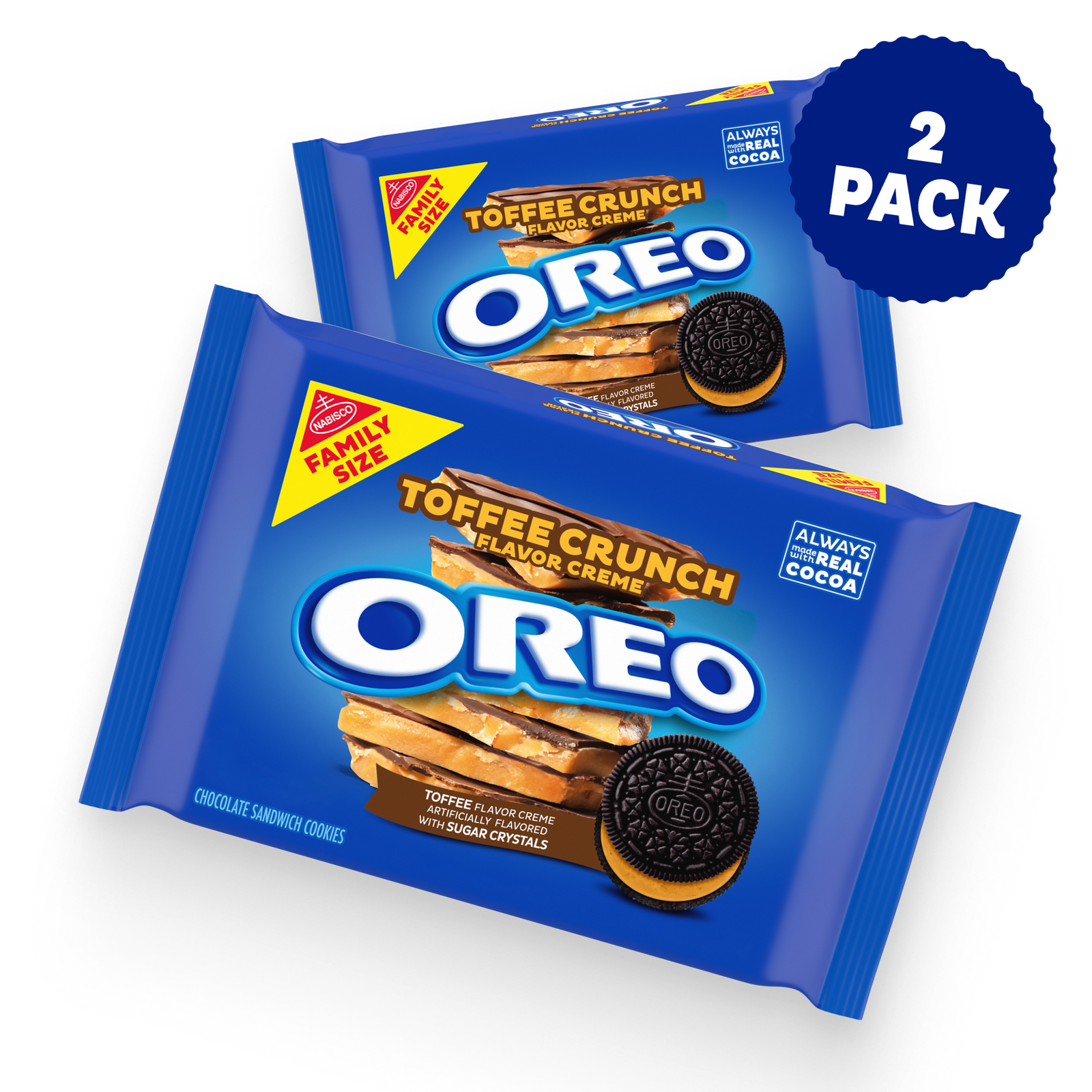 Toffee Crunch Creme With Sugar Crystals Chocolate Sandwich Cookies, Family Size, 2 Pack T9