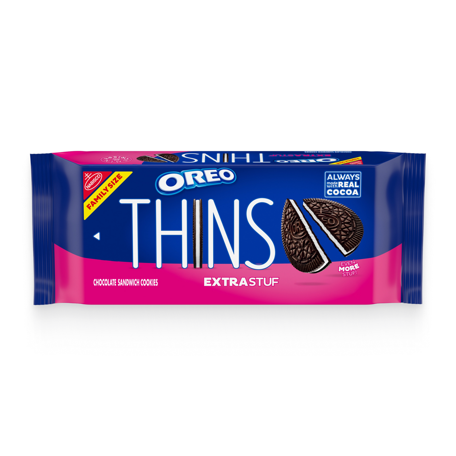 Thins Extra Stuf Chocolate Sandwich Cookies, Family Size Y9